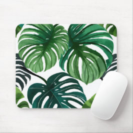 Monstera Bladeren | Eenvoudig Modern Waterverf Muismat