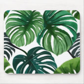 Monstera Bladeren | Eenvoudig Modern Waterverf Muismat (Voorkant)