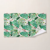 Monstera-bladeren en palmbladeren op terazzo-backg handdoek (Handdoek)
