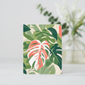 Monstera Bladeren Feestdagenkaart (Staand voorkant)