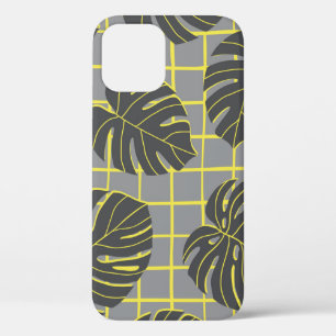 Monstera bladeren: geel-grijs modern Abstract Case-Mate iPhone Case
