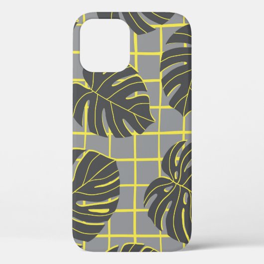 Monstera bladeren: geel-grijs modern Abstract Case-Mate iPhone Case (Achterkant)