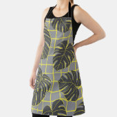 Monstera bladeren: geel-grijs modern Abstract Schort (Insitu)
