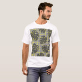 Monstera bladeren: geel-grijs modern Abstract T-shirt (Voorkant volledig)