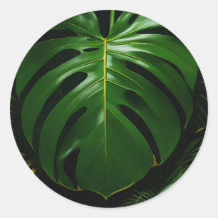 Monstera Bladeren Goud Jungle Glamour Ronde Sticker