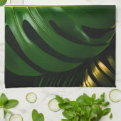 Monstera Bladeren Goud Jungle Glamour Theedoek (Gevouwen)