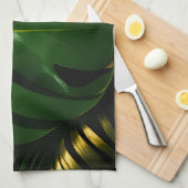 Monstera Bladeren Goud Jungle Glamour Theedoek (Quarter Fold)