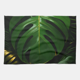 Monstera Bladeren Goud Jungle Glamour Theedoek