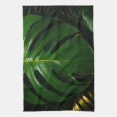 Monstera Bladeren Goud Jungle Glamour Theedoek (Verticaal)