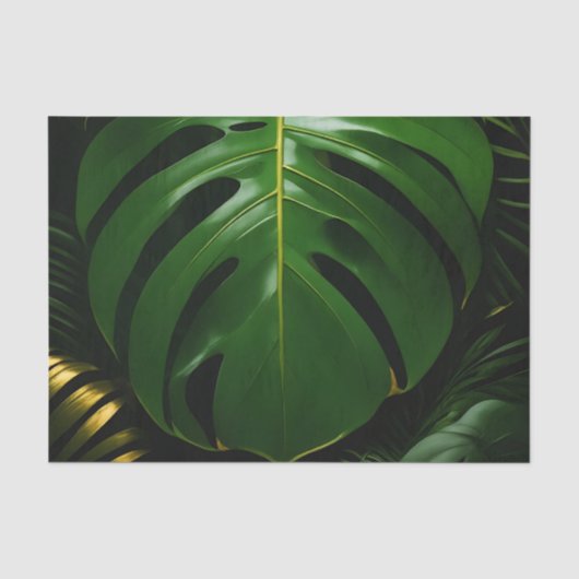 Monstera Bladeren Goud Jungle Glamour Tissuepapier (Voorkant)