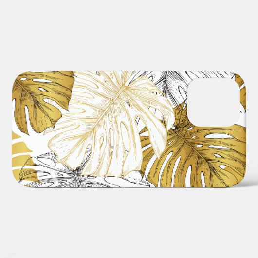 Monstera bladeren: goudwit Case-Mate iPhone case (Achterkant (horizontaal))