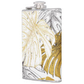 Monstera bladeren: goudwit heupfles (Links)