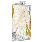 Monstera bladeren: goudwit heupfles (Rechts)