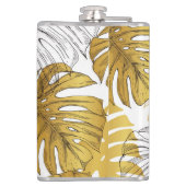 Monstera bladeren: goudwit heupfles (Achterkant)