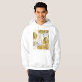 Monstera bladeren: goudwit hoodie (Voorkant volledig)