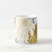 Monstera bladeren: goudwit koffiemok (Center)