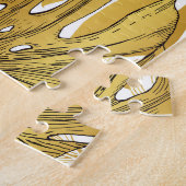 Monstera bladeren: goudwit legpuzzel (Zijkant)