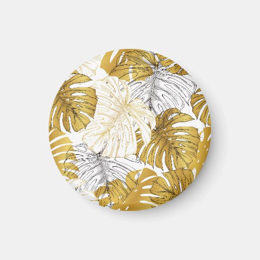Monstera bladeren: goudwit magneet (Voorkant)