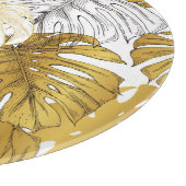 Monstera bladeren: goudwit snijplank (Hoek)