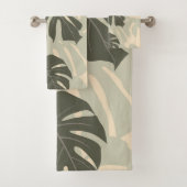 Monstera-bladeren (groen en zand) bad handdoek (Insitu)