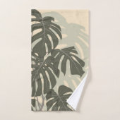 Monstera-bladeren (groen en zand) bad handdoek (Handdoek)