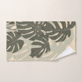 Monstera-bladeren (groen en zand) bad handdoek (Handdoek)
