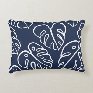 Monstera bladeren: hand getekend. accent kussen