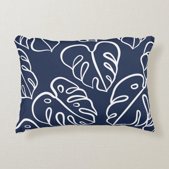 Monstera bladeren:  hand getekend. accent kussen (Voorkant)