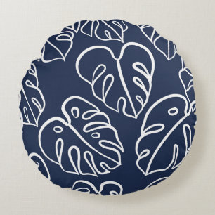 Monstera bladeren: hand getekend. rond kussen