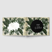 Monstera Bladeren Handgetekende Groene Huwelijksde Gastenboek (Volledig)
