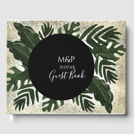 Monstera Bladeren Handgetekende Groene Huwelijksde Gastenboek