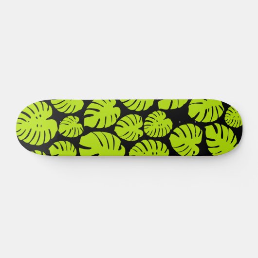 Monstera-bladeren in Lime Green en zwart Persoonlijk Skateboard (Horizontaal)