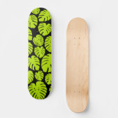 Monstera-bladeren in Lime Green en zwart Persoonlijk Skateboard (Voorkant)