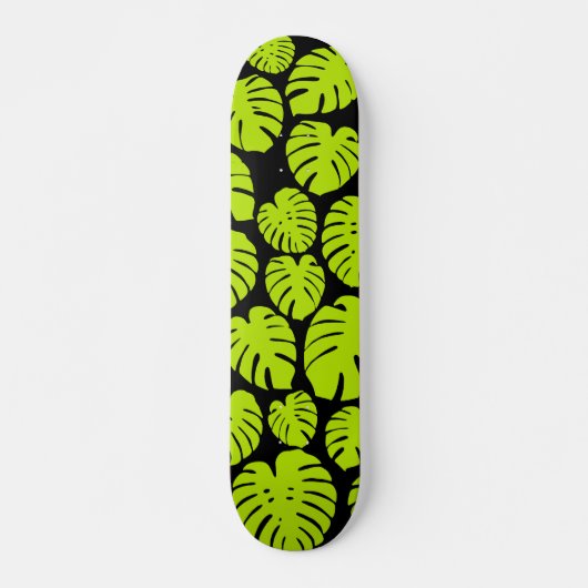 Monstera-bladeren in Lime Green en zwart Persoonlijk Skateboard (Voorkant)