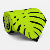 Monstera-bladeren in Lime Green en zwart Stropdas (Opgerold)