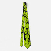 Monstera-bladeren in Lime Green en zwart Stropdas (Achterkant)