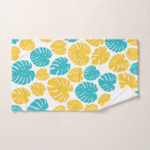 Monstera bladeren in turkoois, geel en wit bad handdoek (Handdoek)