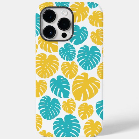 Monstera bladeren in turkoois, geel en wit Case-Mate iPhone case (Achterkant)