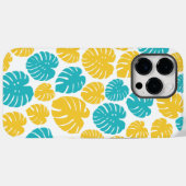 Monstera bladeren in turkoois, geel en wit Case-Mate iPhone case (Achterkant (horizontaal))