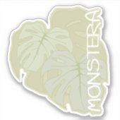 Monstera-bladeren in zacht groen sticker (Voorkant)