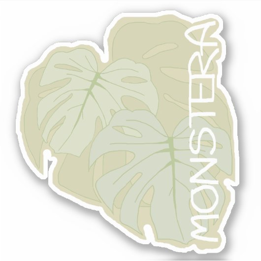 Monstera-bladeren in zacht groen sticker (Voorkant)