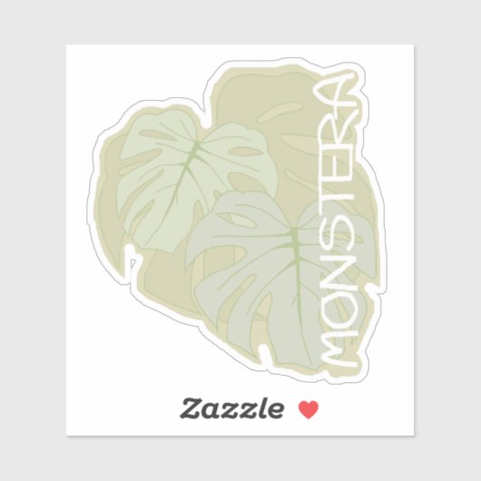 Monstera-bladeren in zacht groen sticker (Vel)
