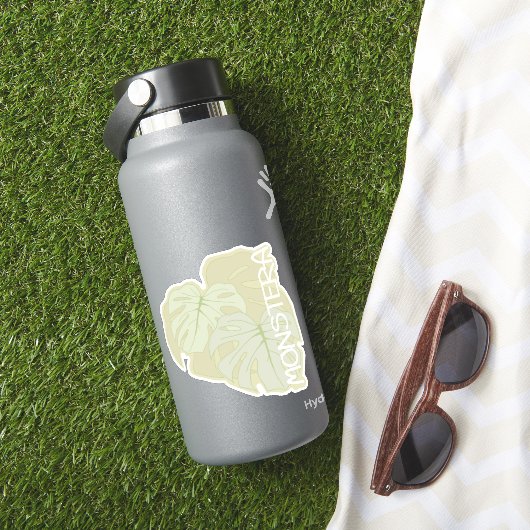 Monstera-bladeren in zacht groen sticker (HydroFlask Insitu)