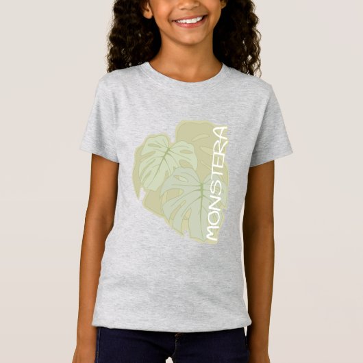 Monstera-bladeren in zacht groen T-shirt (Voorkant)