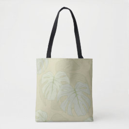 Monstera-bladeren in zacht groen tote bag