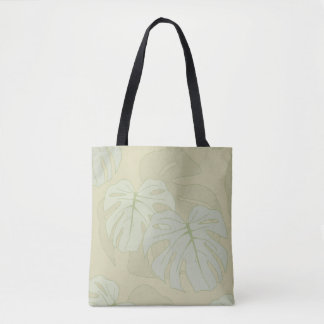 Monstera-bladeren in zacht groen tote bag