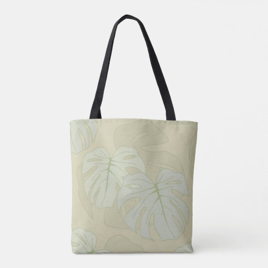 Monstera-bladeren in zacht groen tote bag (Achterkant)