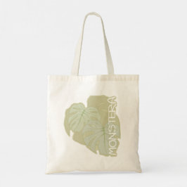 Monstera-bladeren in zachte groene Canvas tas
