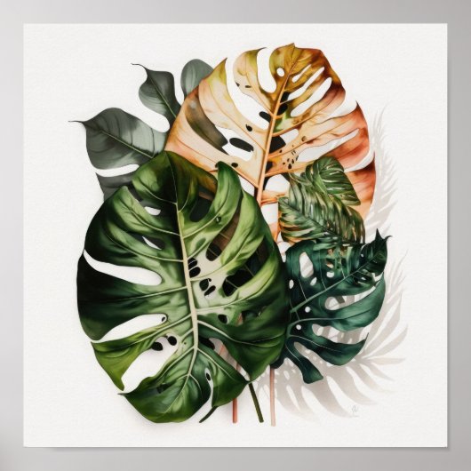 Monstera Bladeren Kunstprint Poster (Voorkant)