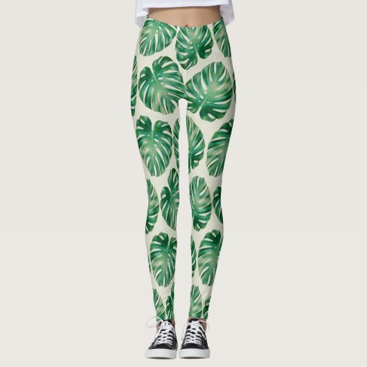 Monstera-bladeren Leggings (Voorkant)